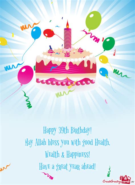 Happy 39th Birthday - Free cards