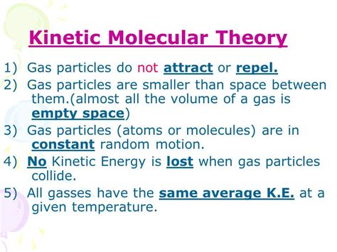 Kinetic Molecular Theory Worksheet