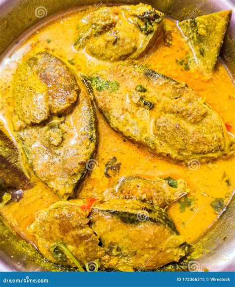 Vertical Shot of a Savory Bengali Hilsa Fish Curry Dish in a Pot Stock ...