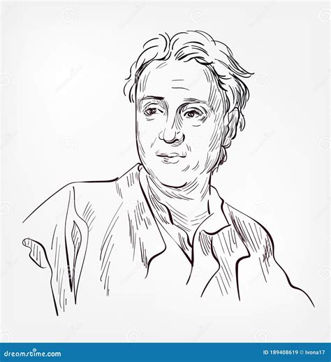 Denis Diderot Vector Sketch Portrait Isolated Editorial Photo ...