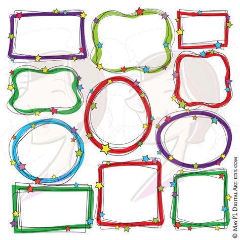 Whimsical Frames Christmas Borders Clipart Digital Doodles