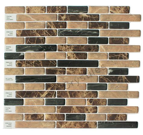 Crystiles Brown and Black Marble 10 in. x 10 in. Peel and Stick Vinyl Wall Tile Backsplash (6 ...