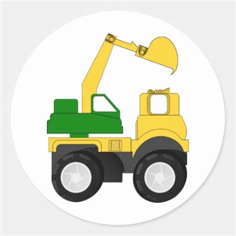 Cartoon Excavator Classic Round Sticker | Zazzle