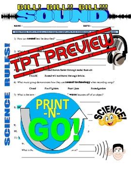 Bill Nye the Science Guy : SOUND (video worksheet) by Marvelous Middle ...