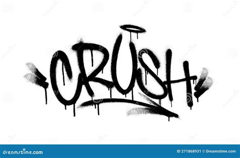 Sprayed Crush Font Graffiti with Overspray in Black Over White. Vector Illustration. Stock ...