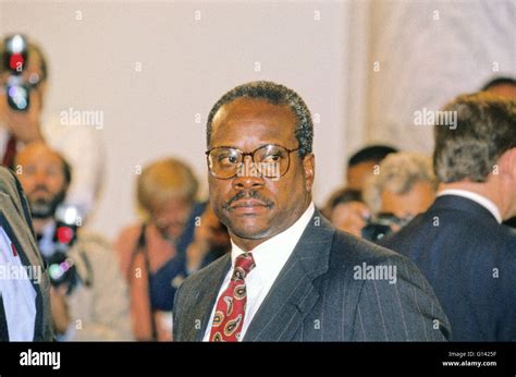 Judge Clarence Thomas appears during the hearing before the US Senate ...