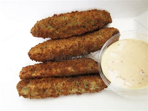 Fried Pickles with Dipping Sauce Stock Image - Image of food, four ...