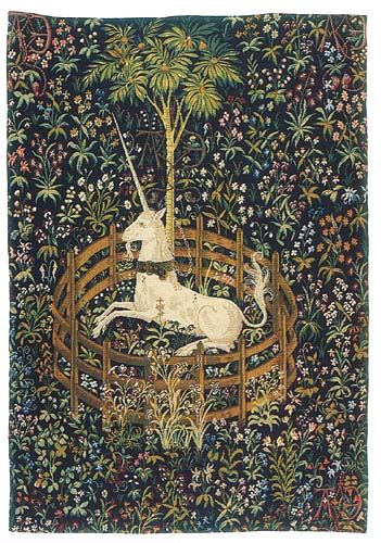 Captive Unicorn tapestry - The Hunt of the Unicorn tapestries