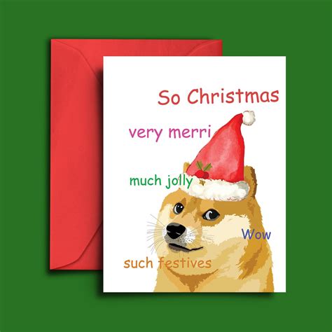 Doge Christmas Card Funny Cute Meme Xmas Card A5 Blank Doge | Etsy