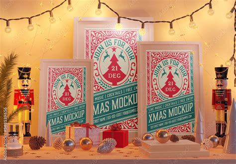 Christmas Scene Poster Mockup Stock Template | Adobe Stock