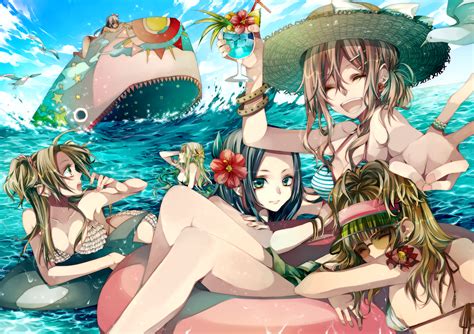 Wallpaper : group of women, anime girls, bikini 2480x1753 ...