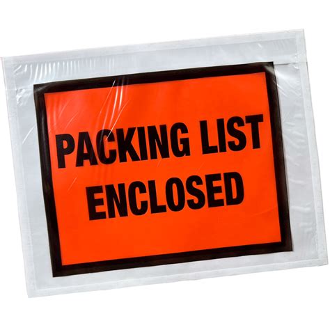 7" x 5-1/2" "PACKING LIST ENCLOSED" Top Loading Packing List Envelope