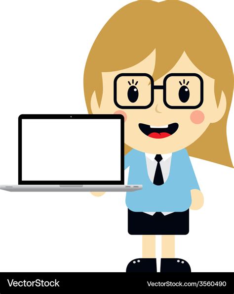 Cute girl with laptop cartoon character Royalty Free Vector