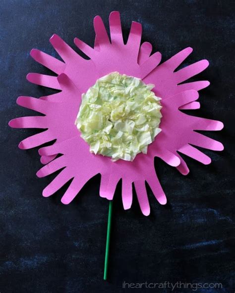 Handprint Flower Craft for Kids - Cooking With Ruthie