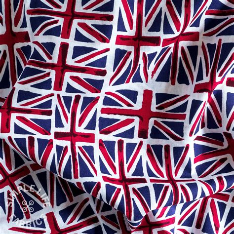 Union Jack Flag fabric, retro vintage-style, 100% cotton - per half metre