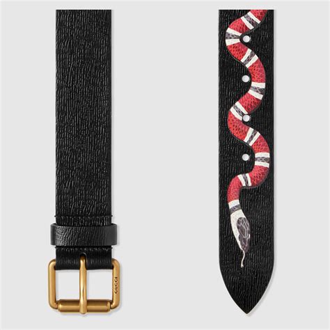 Leather belt with Kingsnake - Gucci Men's Casual 434520DNI1T1058