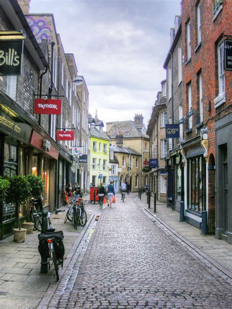 The pedestrian-friendly, mainly traffic-free city centre of Cambridge, England. This is Green ...