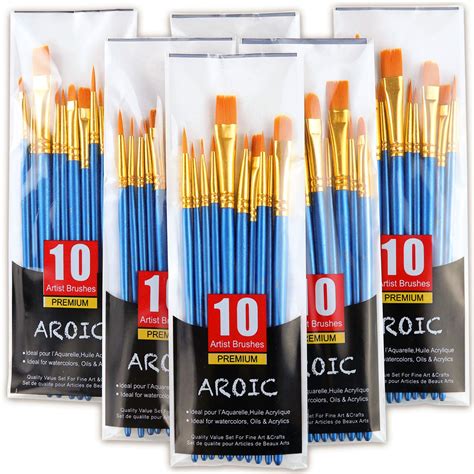 Buy Acrylic Paint Brush Set, 6 Packs / 60 pcs Nylon Hair Brushes for All Purpose Oil Watercolor ...