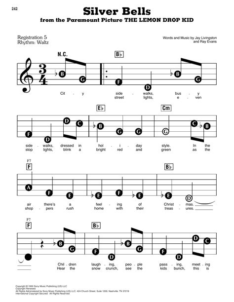 Silver Bells by Jay Livingston & Ray Evans Sheet Music for E-Z Play Today at Sheet Music Direct