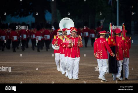 7 June 2018, London, UK. British Army Beating Retreat evening military ...