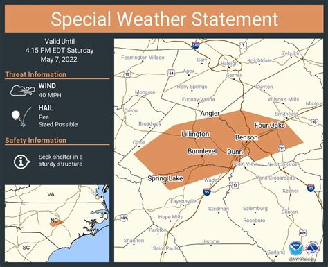 NWS Raleigh on Twitter: "A special weather statement has been issued for Spring Lake NC, Dunn NC ...