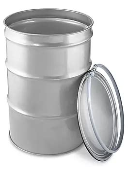 Open Top Stainless Steel Drum with Lid - 55 Gallon S-17353 - Uline