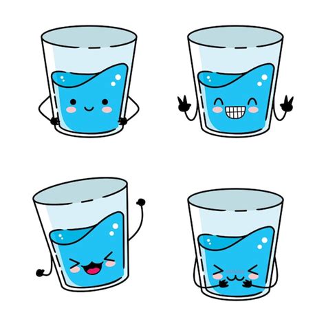 Premium Vector | Vector illustration of cute glass of water emoji