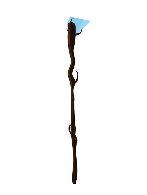 The wizard's staff. Wooden staff with a crystal. Isolated. Vector ...