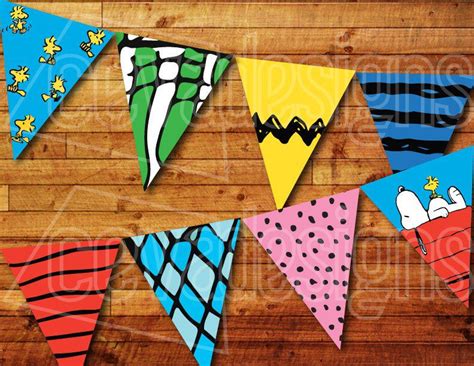 Printable Snoopy Birthday Banner / Charlie Brown Birthday Bunting / Penant / Decoration for ...