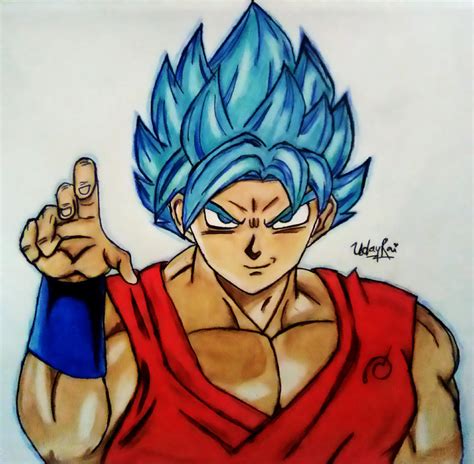 Goku Super Saiyan God Blue Drawing by iamuday on DeviantArt