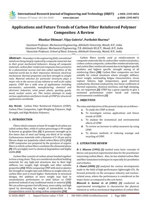 (PDF) Applications and Future Trends of Carbon Fiber Reinforced Polymer Composites: A Review