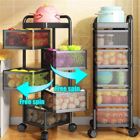 Multi- Layer Rotating Kitchen Storage Rack with Universal Wheels ...