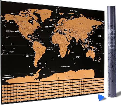 Amazon.com: World Scratch Off Deluxe Edition Travel Map Poster and Scratcher International ...