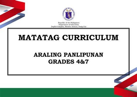 Matatag Mathematics Cg Grades 1 4 And 7 Republic Of The Philippines ...