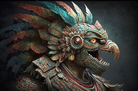 Premium AI Image | Aztec god Quetzalcoatl also known as feathered snake Mayan and mexican ...