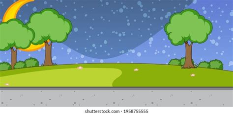 Landscape Grass Field Night View Cartoon Stock Vector (Royalty Free ...