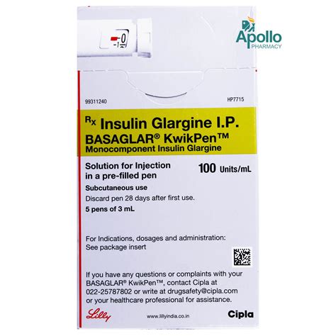 Basaglar 100IU/ml Kwikpen 3 ml | Uses, Side Effects, Price | Apollo Pharmacy