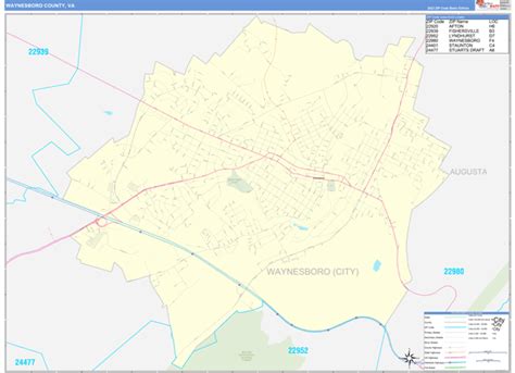 Waynesboro County, VA Zip Code Wall Map Basic Style by MarketMAPS ...