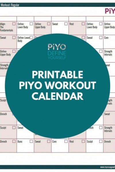 PiYo Workout Calendar: Regular Version : My Crazy Good Life