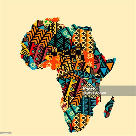 Africa Map With Ethnic Motifs Pattern Stock Illustration - Download Image Now - Africa, Map ...