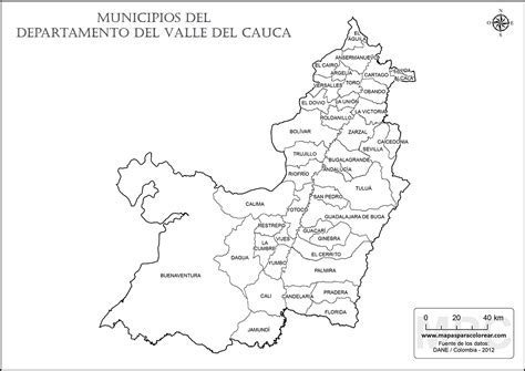 Mapas del departamento del Valle del Cauca para colorear