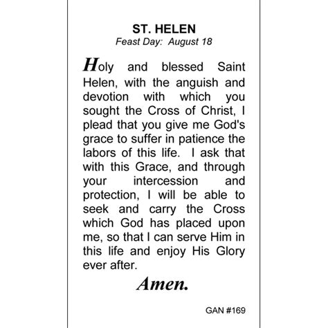 St. Helen Prayer Card | Gannon's Prayer Card Co.