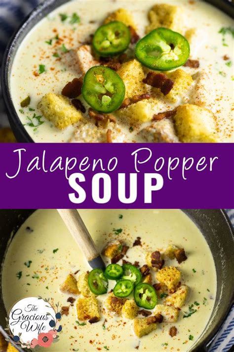 a bowl filled with soup and topped with jalapeno peppers