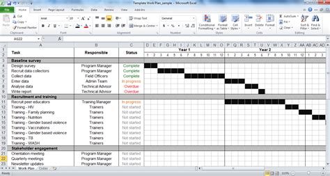 Project Planning Excel Spreadsheet Template pertaining to Work Plan ...