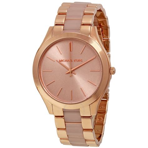 Michael Kors Slim Runway Rose Dial Rose Gold-tone Ladies Watch MK4294 - Slim Runway - Michael ...