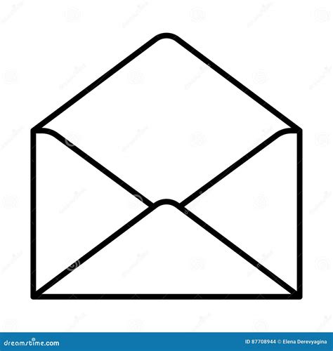 Open Envelope Icon Black Contour on White Background of Illustration Stock Illustration ...