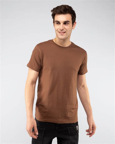 Buy Brown Plain Half Sleeve T-Shirt For Men Online India @ Bewakoof.com