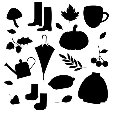 Premium Vector | Collection of autumn silhouette elements vector illustration