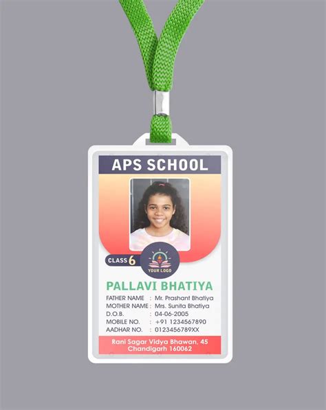 Student ID Card Template For School - Free Hindi Design