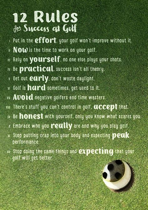 12 Rules for Success at Golf - FREE Poster